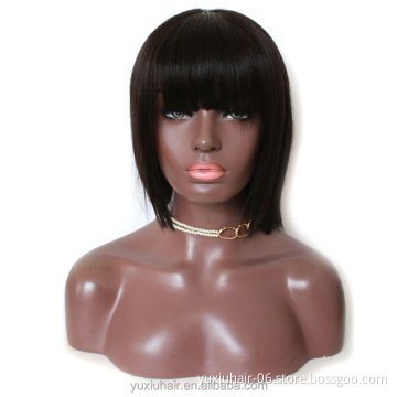 Short Virgin Human Hair Wig With Bangs Glueless Full Lace Front Wigs Brazilian Short Bob Lace Front Wigs For Black Women
